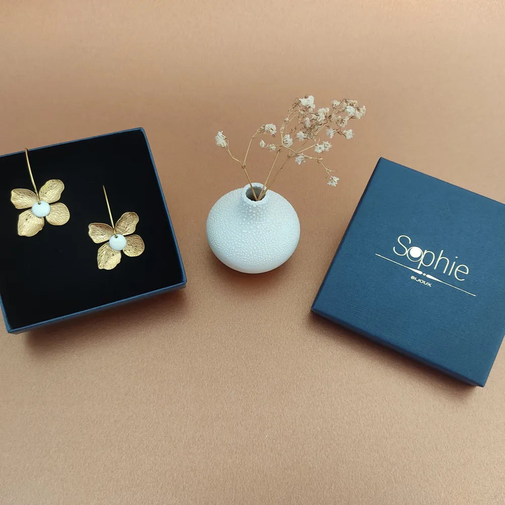 Boucles d’oreilles L’éblouissante or et blanc