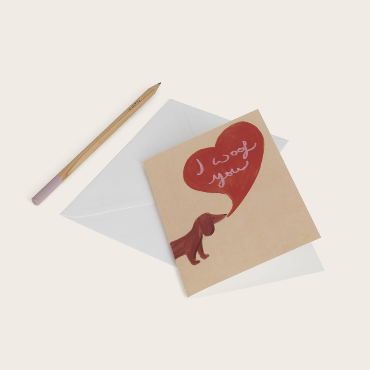 Carte double avec enveloppe - Puppy « I woof you »
