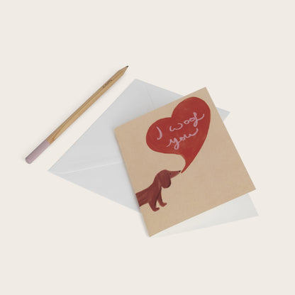 Carte double avec enveloppe - Puppy « I woof you »