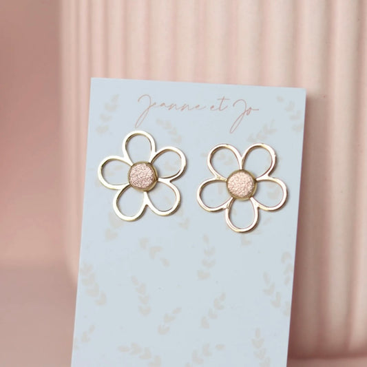 Boucles d’oreilles Noa fleurs or rose
