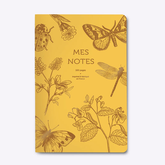 Carnet Dos Carré Papillons jaune orangé