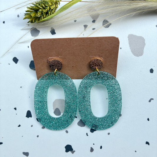 Boucles d’oreilles Alba menthe pailleté