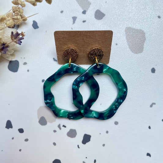 Boucles d’oreilles Adèle Léo marbré vert
