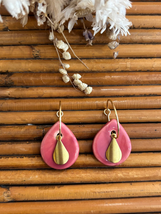 Boucles d'oreilles en céramique goutte terra