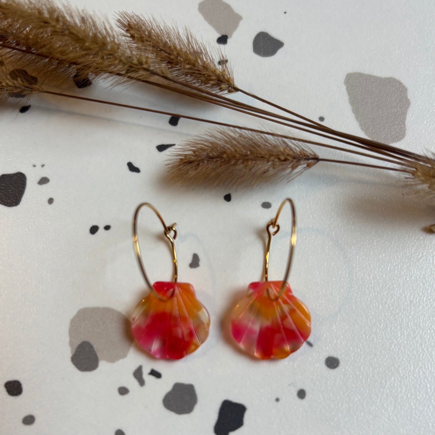Boucles d’oreilles Ariel orange et rose