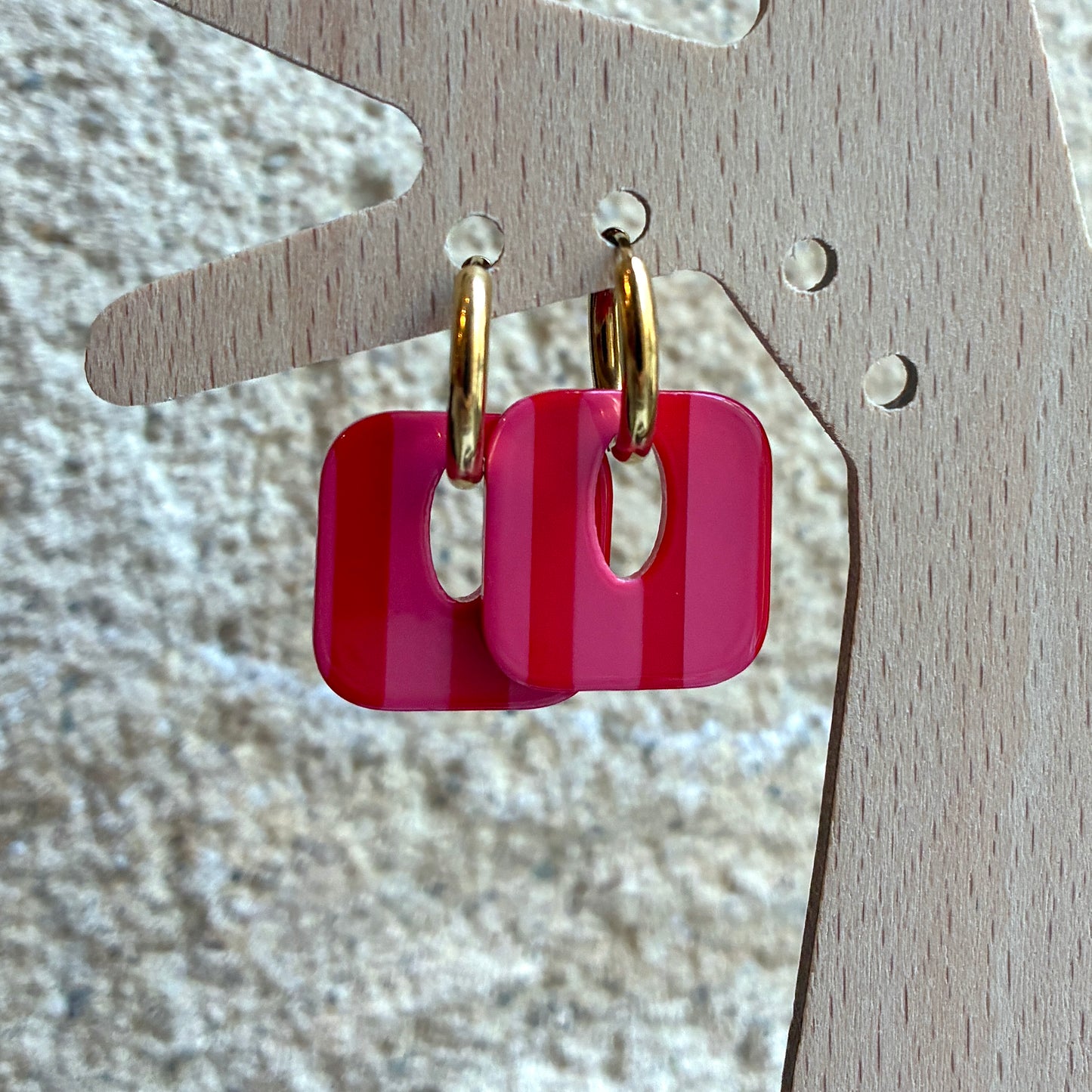 Boucles d’oreilles Candice rouge/rose