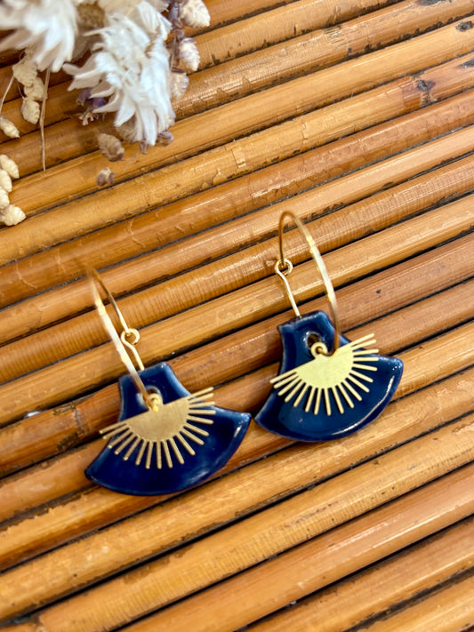 Boucles d'oreilles en céramique Sunset bleu