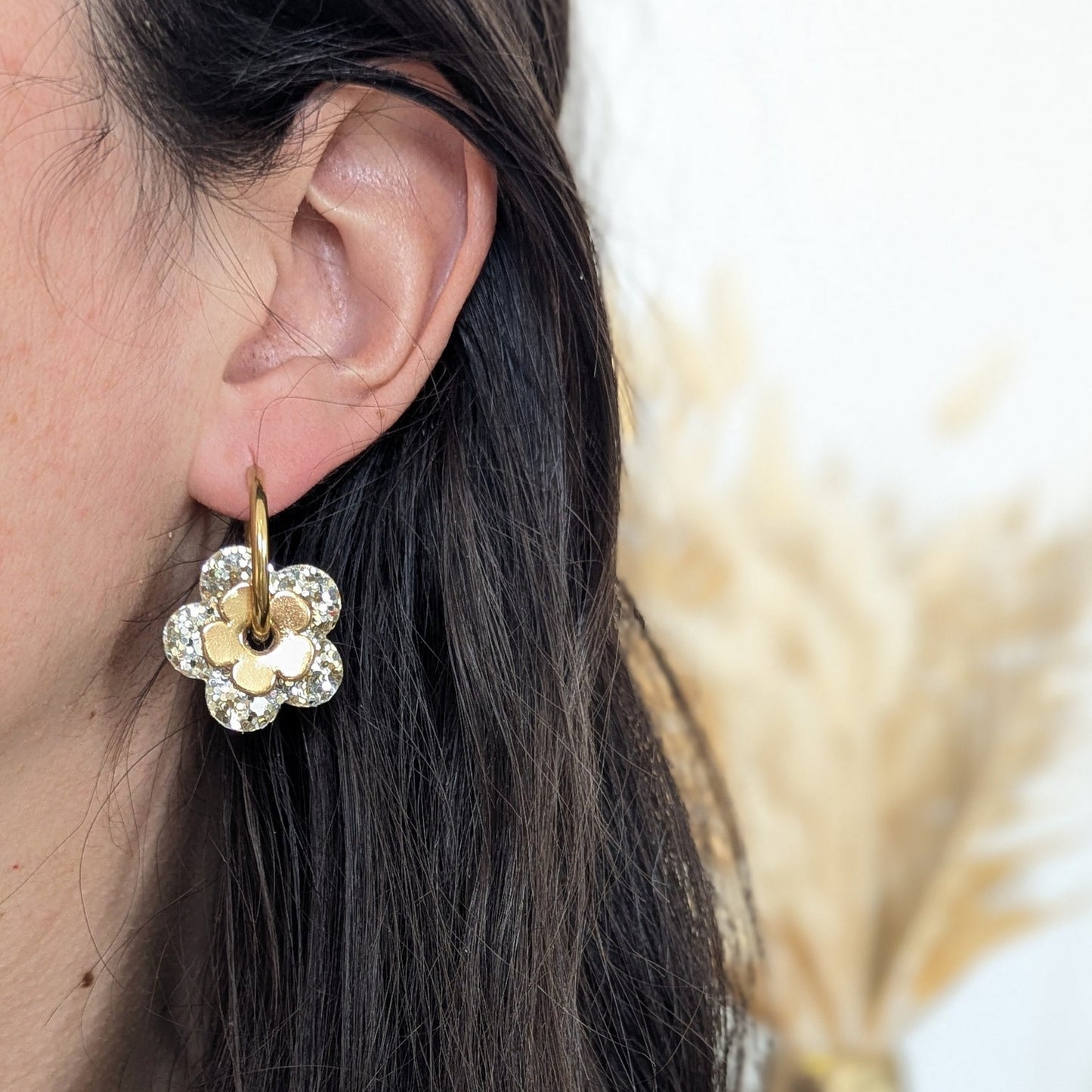 Boucles d'oreilles Flo doré argenté