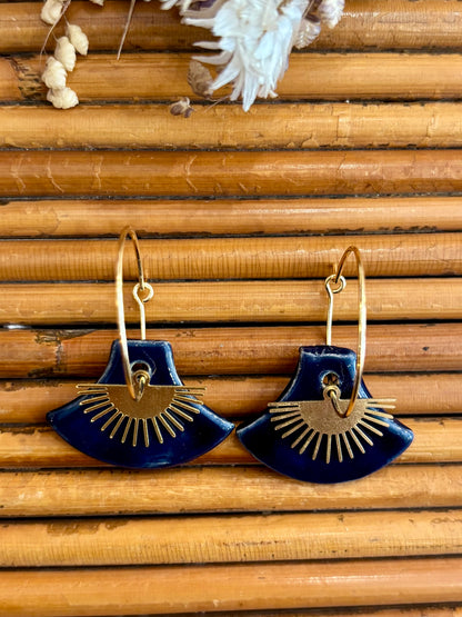 Boucles d'oreilles en céramique Sunset bleu