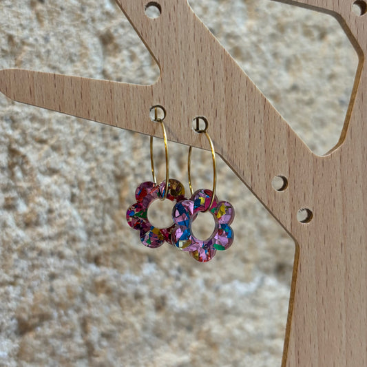 Boucles d’oreilles Flora multicolore brillante