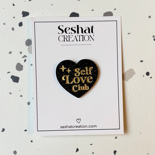 Broche Self love club noir