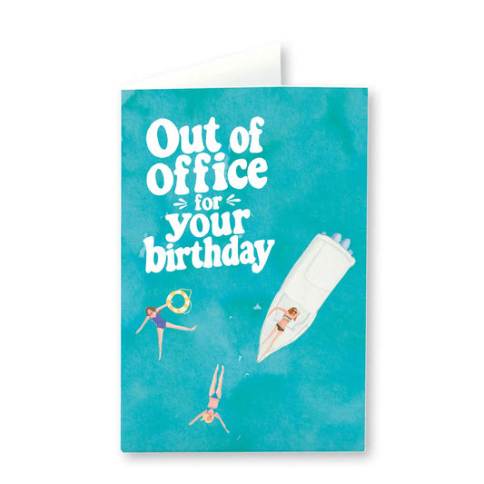 Carte anniversaire Baignade "Out of office"