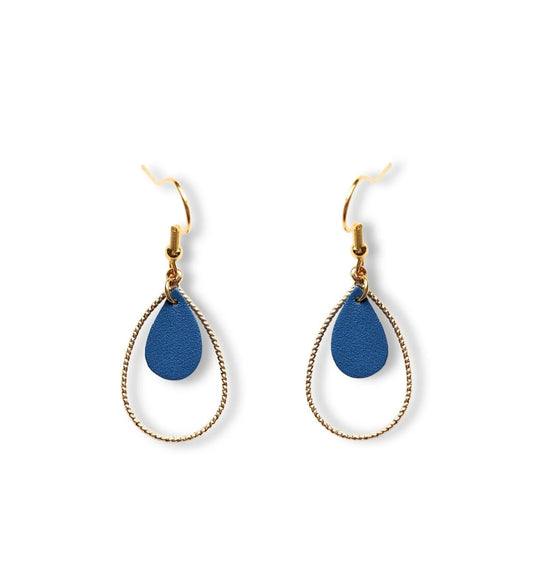 Boucles d’oreilles Goutte bleu mat