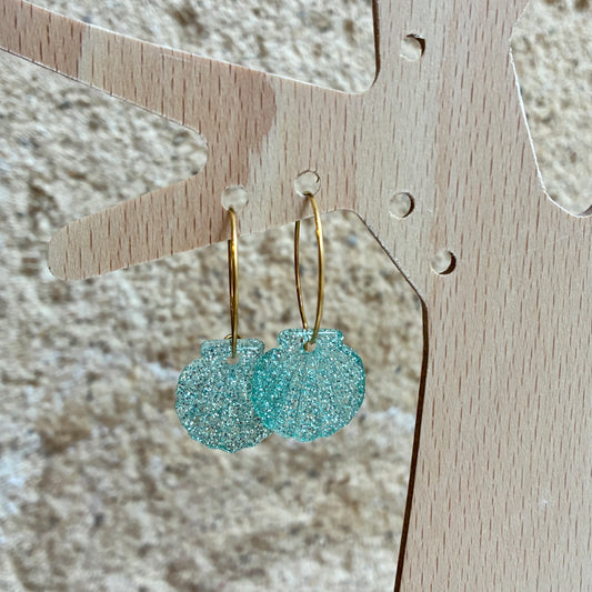 Boucles d’oreilles Ariel menthe pailleté