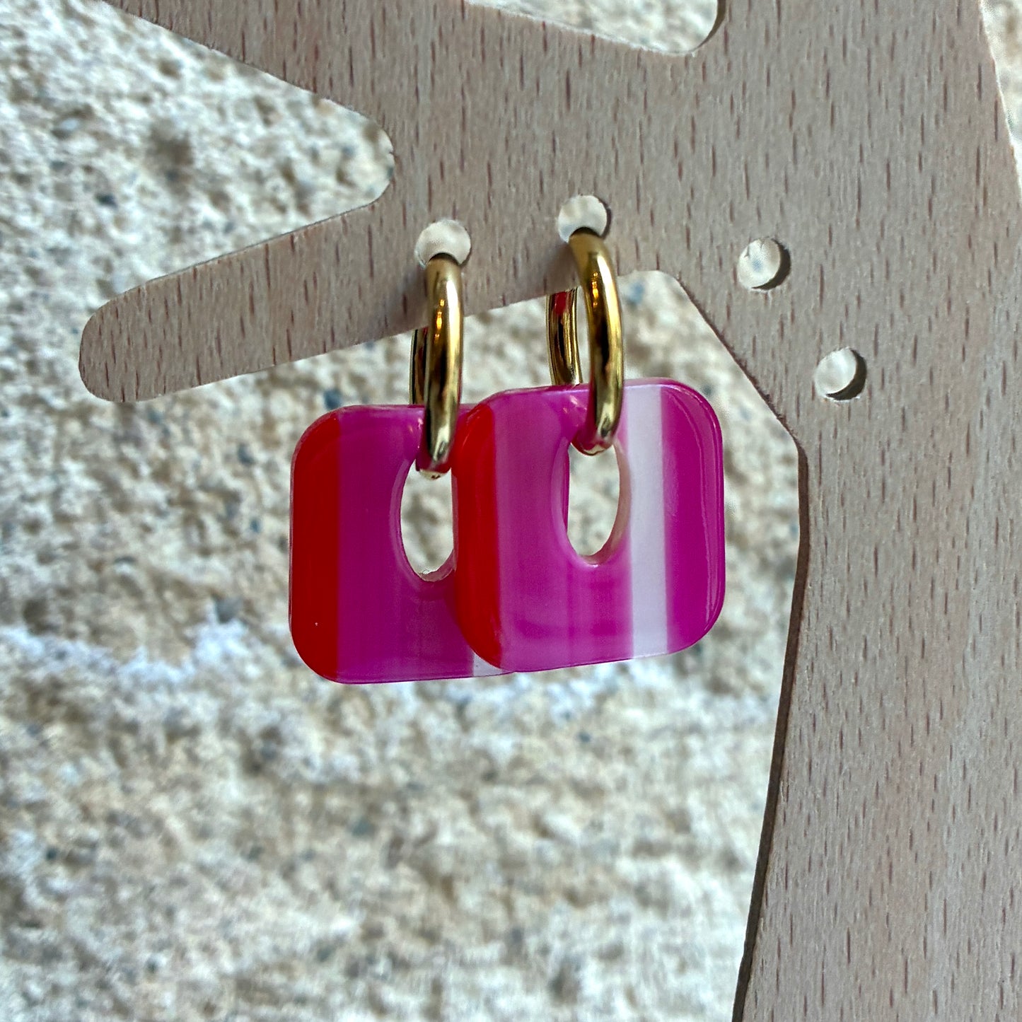 Boucles d’oreilles Candice rose/rouge/blanc