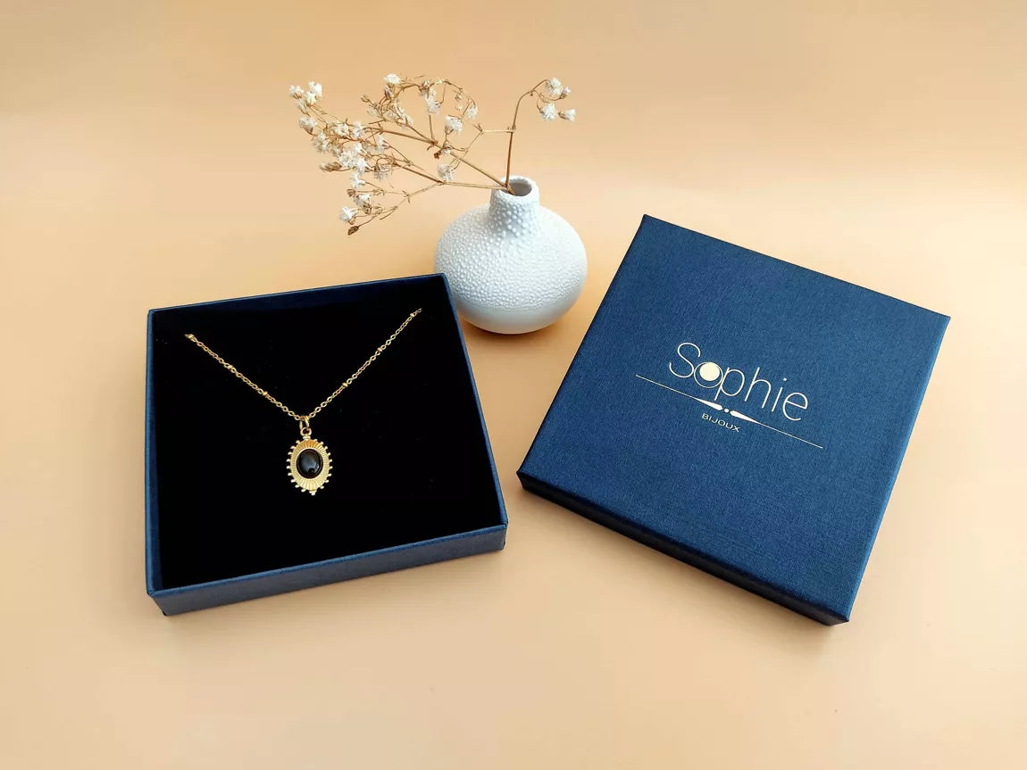 Collier La passionnée agate noir