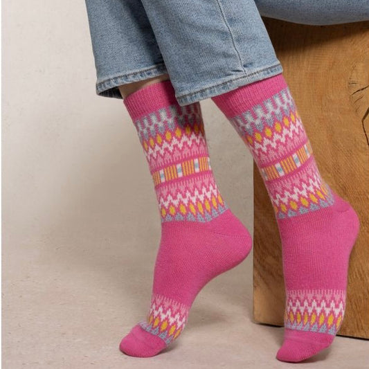 Chaussettes Cachemire Norvégien Rose  T36/40