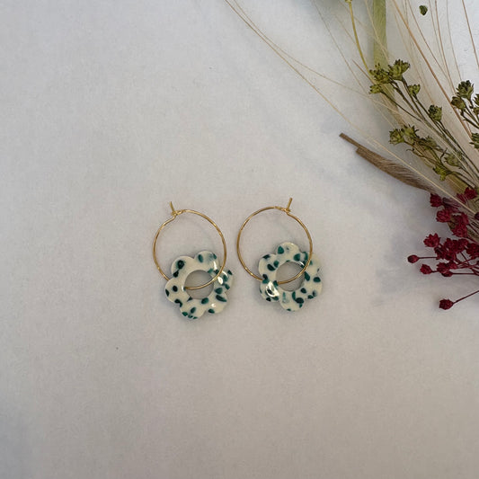 Boucles d’oreilles Flora moucheté vert