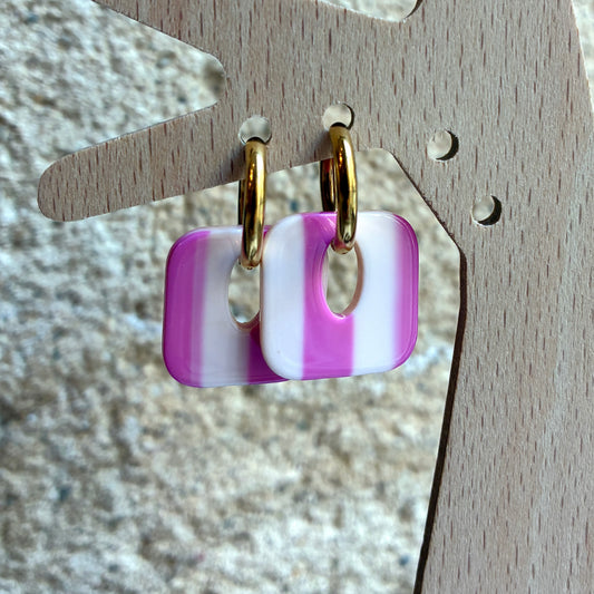 Boucles d’oreilles Candice rose pâle/blanc