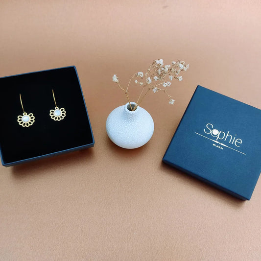 Boucles d’oreilles La poétique nacre blanche