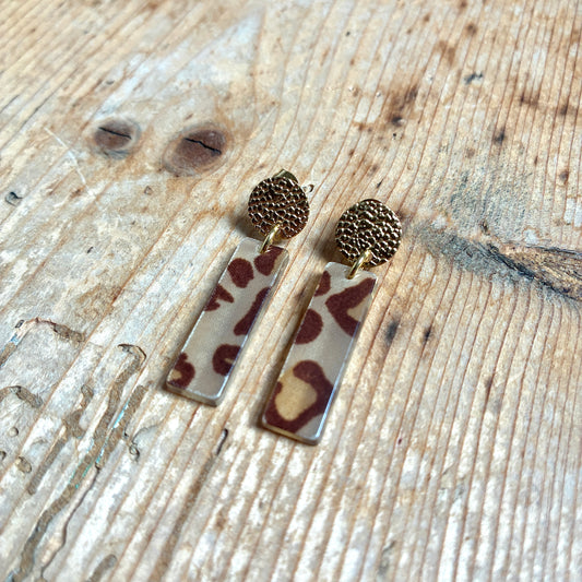 Boucles d’oreilles Charlie léopard marron beige