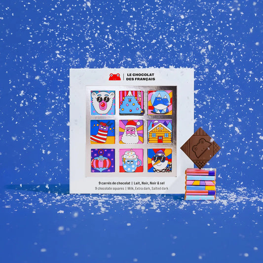 Coffret de 9 carrés de chocolat Noël