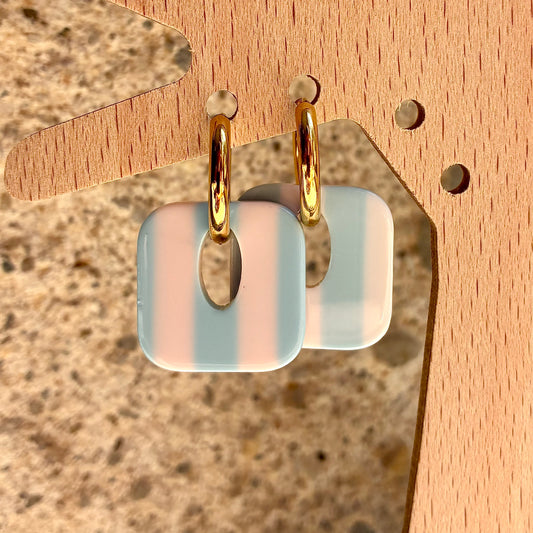 Boucles d’oreilles Candice bleu clair/blanc