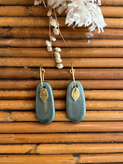 Boucles d'oreilles en céramique planche vert brillant