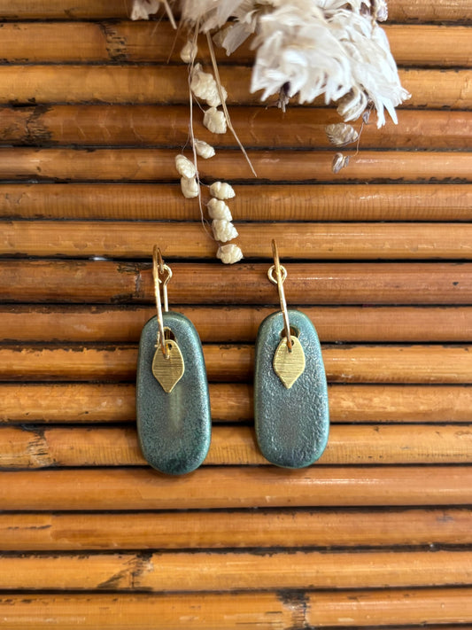 Boucles d'oreilles en céramique planche vert brillant