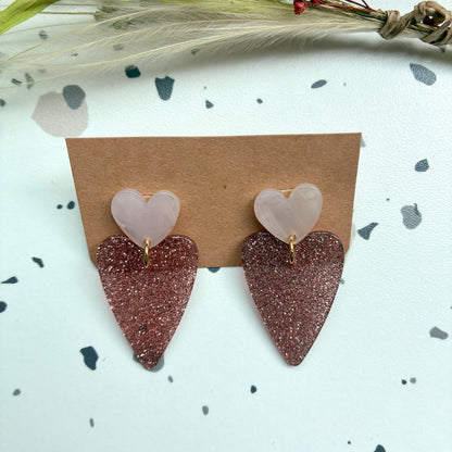 Boucles d’oreilles Céleste rose pailleté