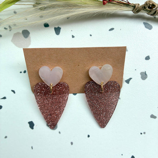 Boucles d’oreilles Céleste rose pailleté