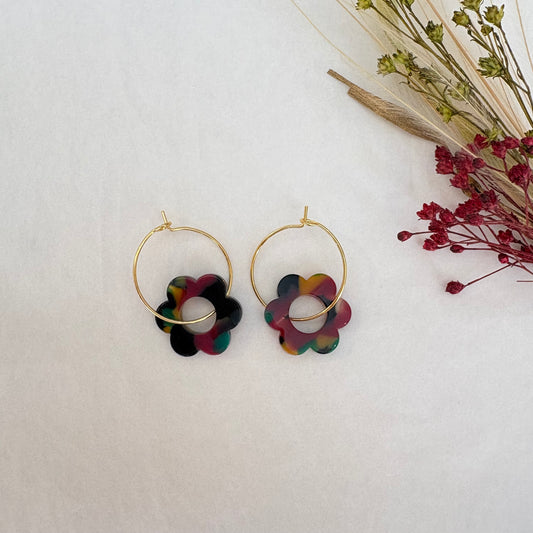 Boucles d’oreilles Flora multicolore foncé