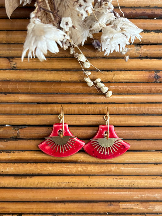 Boucles d'oreilles en céramique sunset rouge