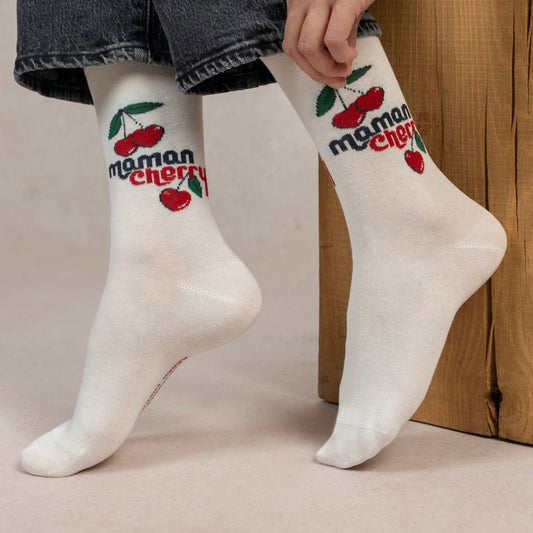 Chaussettes Coton Maman Cherry Écru  T36/40