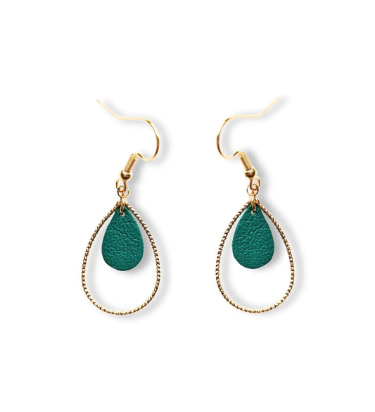 Boucles d’oreilles Goutte vert canard