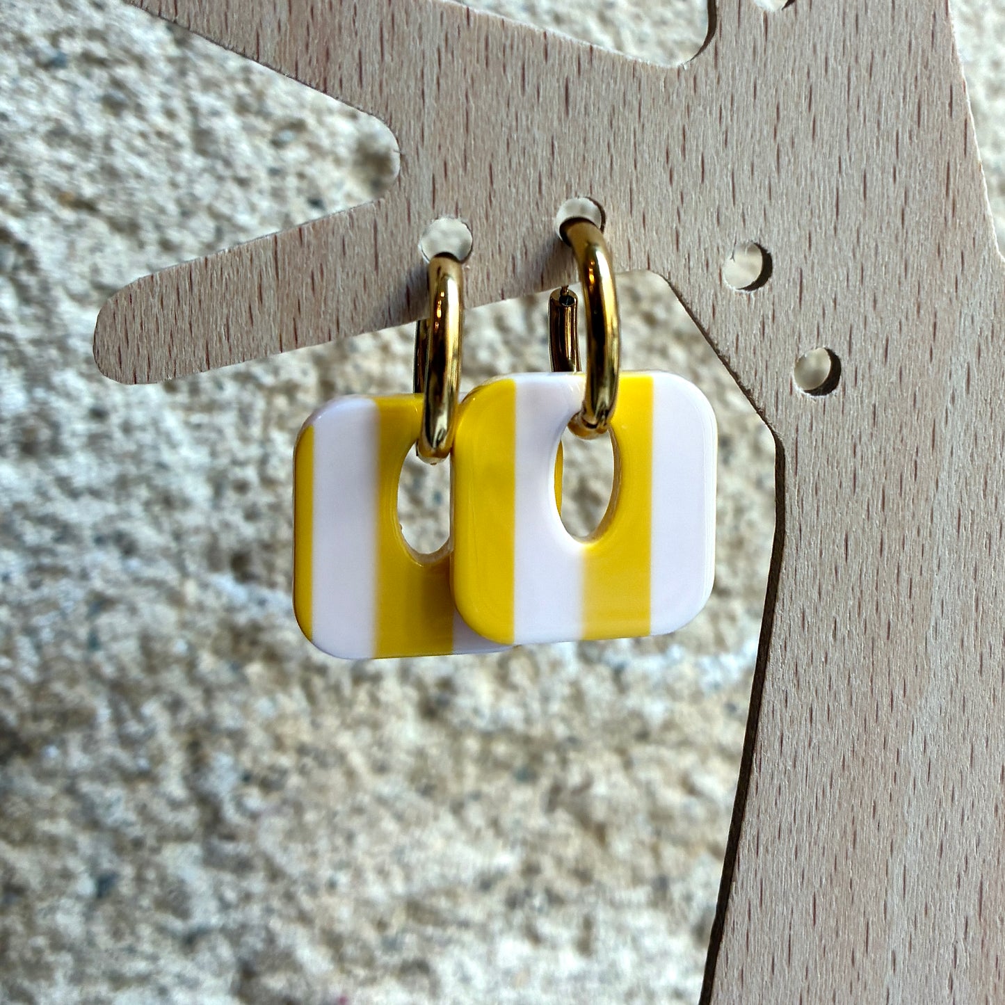 Boucles d’oreilles Candice jaune/blanc