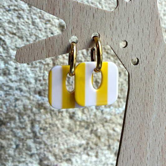 Boucles d’oreilles Candice jaune/blanc