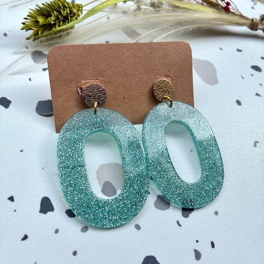 Boucles d’oreilles Alba menthe pailleté
