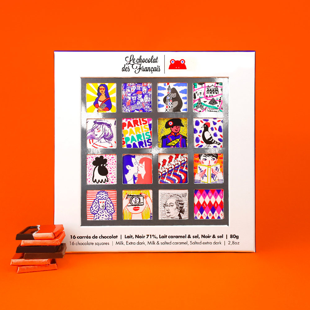 Coffret de 16 carrés de chocolat Paris