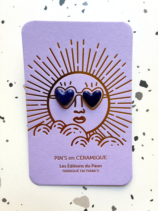 Pin’s en céramique petits cœurs sunshine bleu nuit