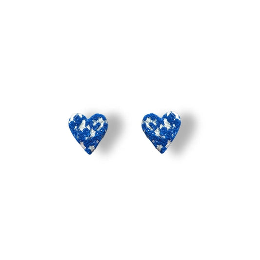 Boucles d’oreilles Puce Coeur bleu argent