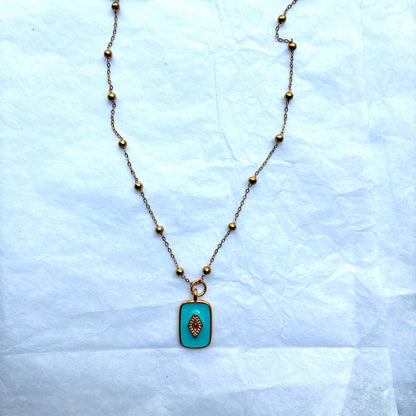 Collier médaillon bleu