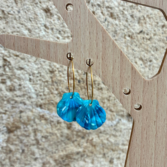 Boucles d’oreilles Ariel marbré bleu