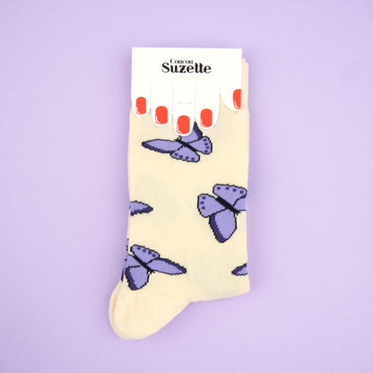 Chaussettes Papillon Mauve T35-44