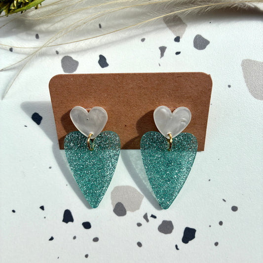 Boucles d’oreilles Céleste menthe pailleté