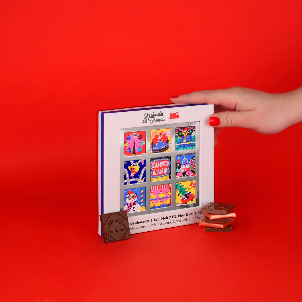 Coffret de 9 carrés de chocolat bio