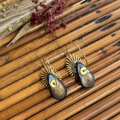 Boucles d'oreilles en céramique goutte soleil