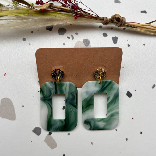Boucles d’oreilles Carla vertes et blanches