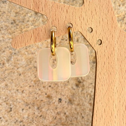 Boucles d’oreilles Candice nacre reflet jaune/rose