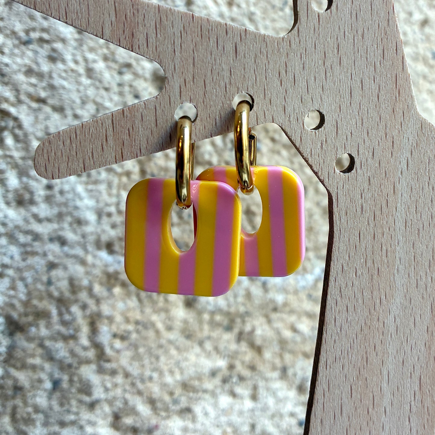 Boucles d’oreilles Candice rose/jaune
